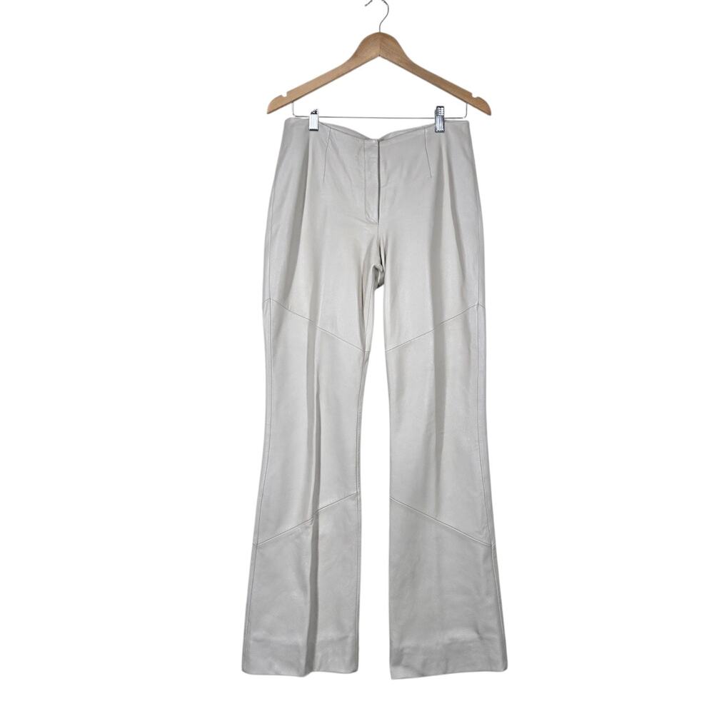 Venus Williams Wilsons Leather Pants sz 8 Beige Flare Leg Lined READ - Picture 1 of 15